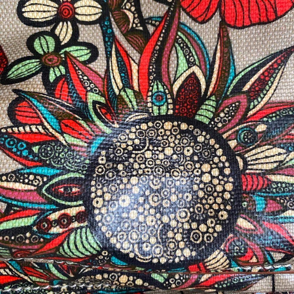 Sakroots Multicolor Geometric Floral Backpack fabric is made out of canvas